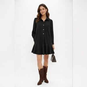 Tuckernuck Black Crepe Callahan Shirt Dress M
